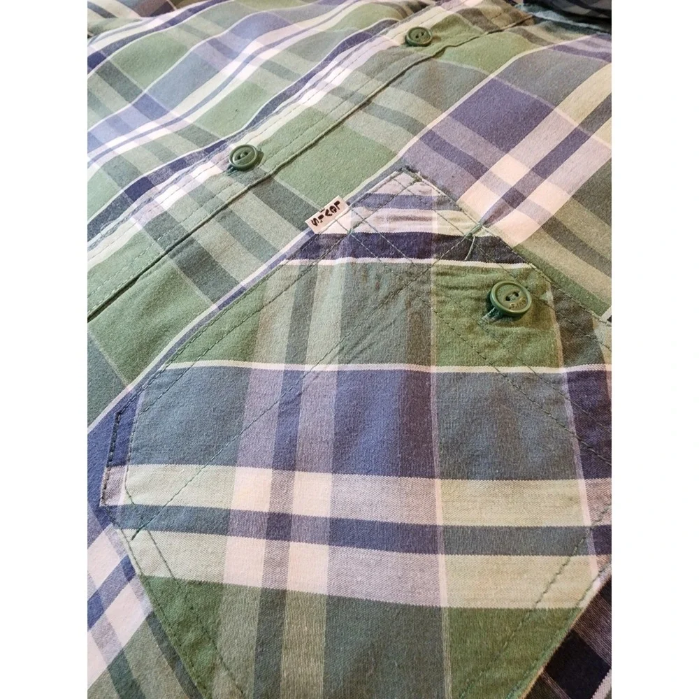 Levi's Mens Shirt, Size S, Green Plaid, Button Down, Short Sleeve,‎ Cotton